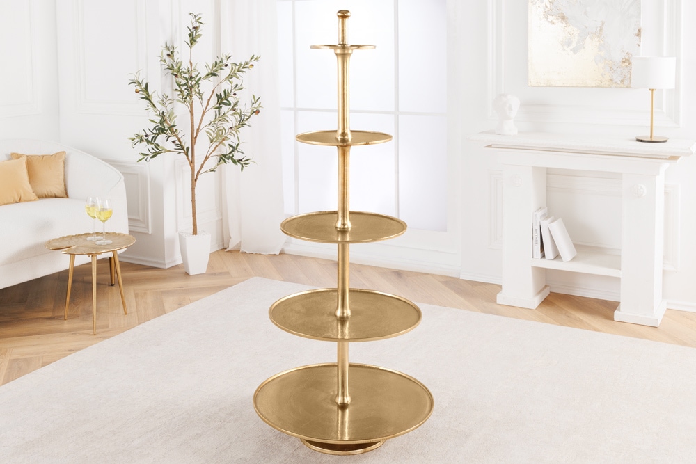 Design XXL Etagere ABSTRACT 150cm gold Metall mit fünf Etagen handmade