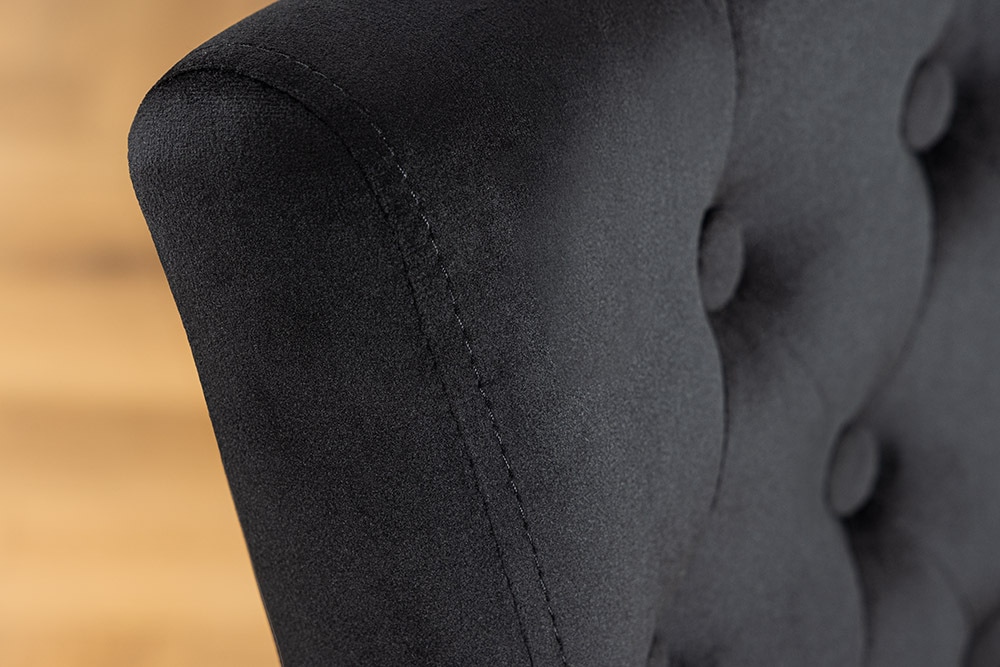 Chesterfield Stuhl CASTLE schwarz Samt Gummiholz Ziernieten