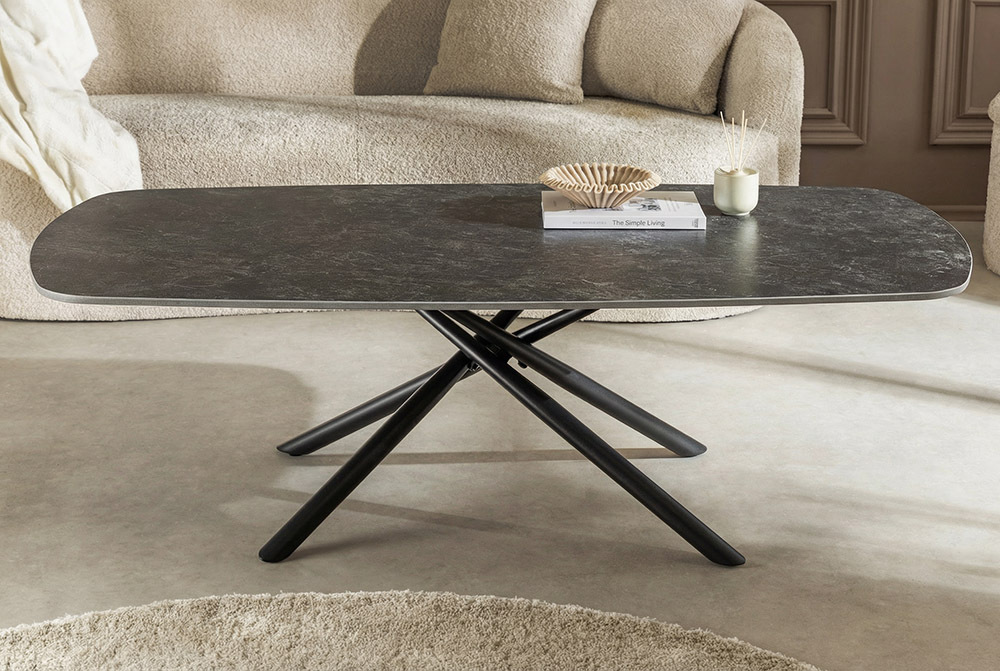 Design Couchtisch OSAKA 110cm anthrazit Keramik schwarz Metall mit Sterngestell » Jetzt kaufen