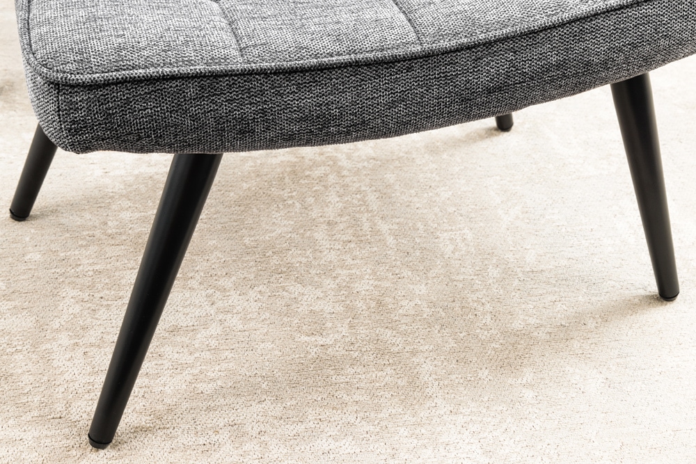 Moderner Hocker SCANDINAVIA grau Strukturstoff Metallbeine Fußhocker