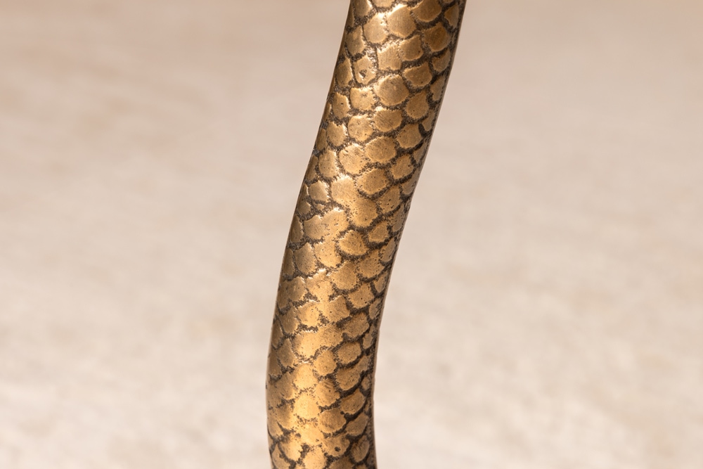 Runder Beistelltisch WILDLIFE SNAKE 65cm kupfer antik Metall Glas handmade