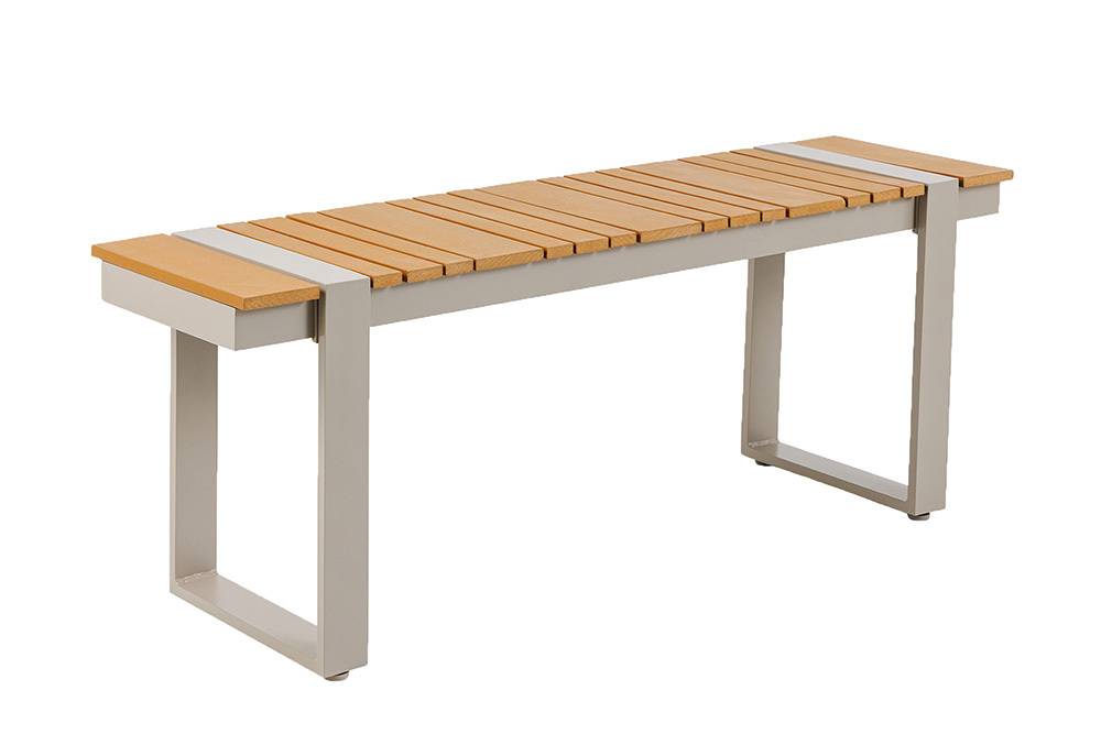 Outdoor Sitzbank TAMPA LOUNGE 125cm greige natur Holz-Design Aluminium wetterfest