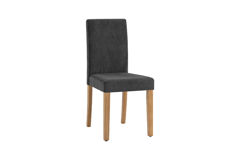 Design Stuhl GENUA grau Cord mit Massivholz-Beinen