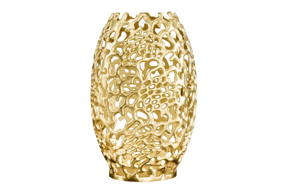 Filigrane Design Vase ABSTRACT LEAF gold 50cm Handarbeit
