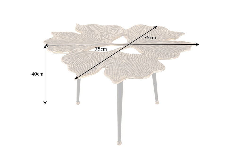 Dekorativer Couchtisch GINKGO LEAFS 75cm gold handmade Metall