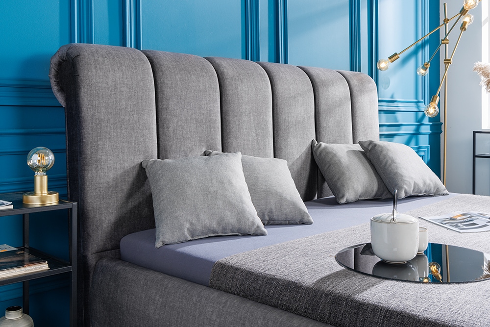 Design Bett MILANO 180x200cm grau Vogue Seiden Samtstoff