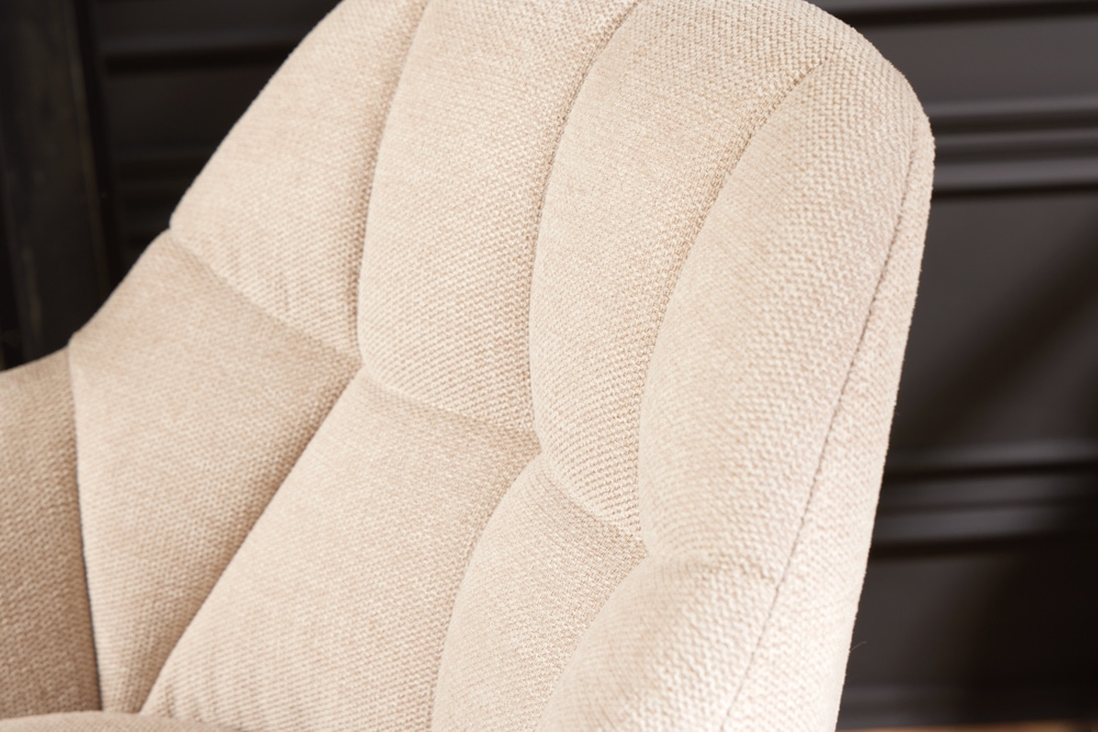 Drehbarer Barhocker PAPILLON champagner beige Barstuhl mit Lehne schwarze Metallbeine