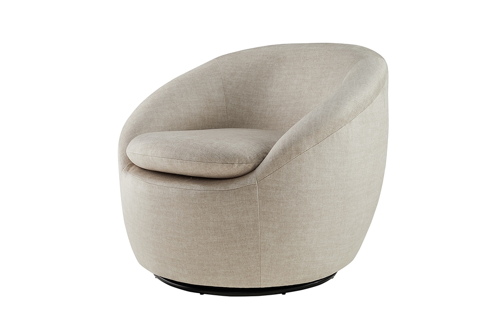 Drehbarer Design Sessel ALPINE beige Samt 360° mit Armlehnen
