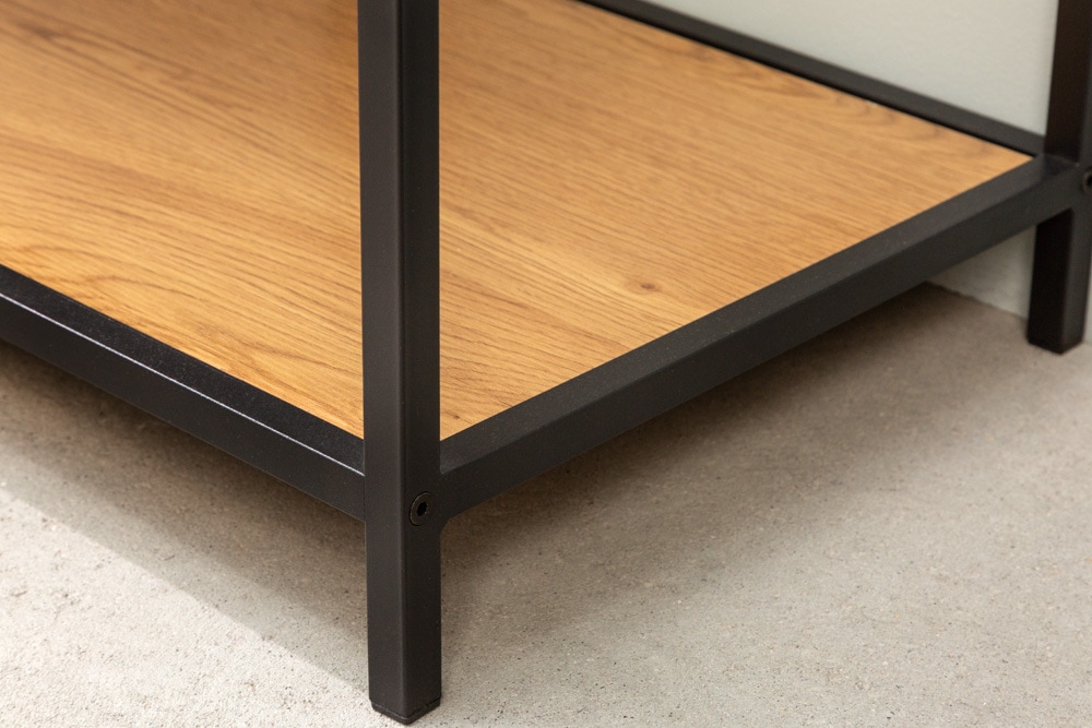 Industrial Bücherregal SLIM LINE 185cm Wildeiche schwarz sechs Regalböden