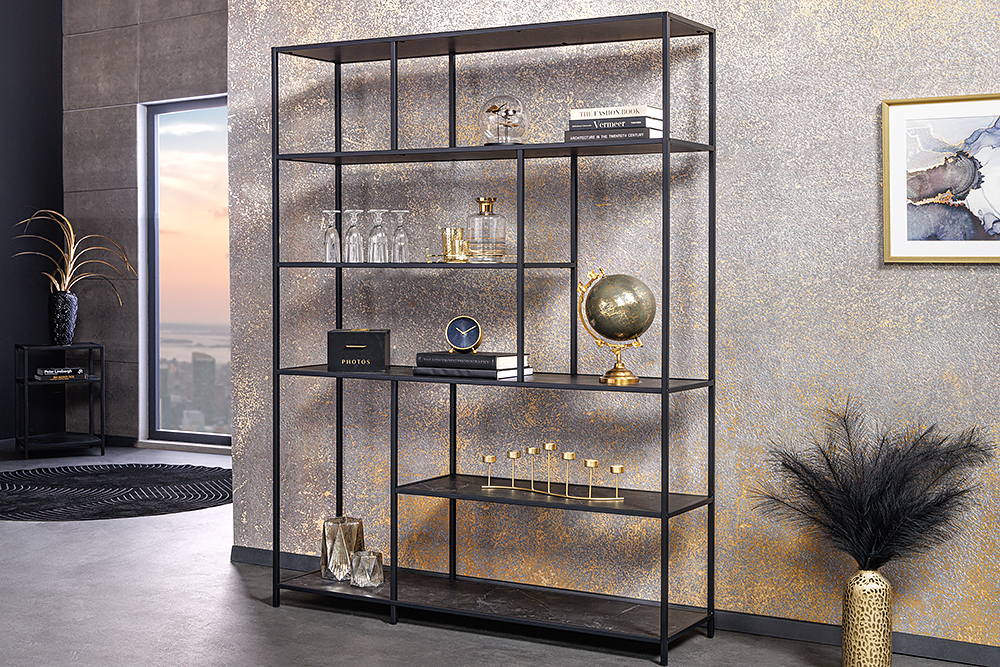 Modernes Bücherregal SLIM LINE 185x135cm graphit Metallgestell