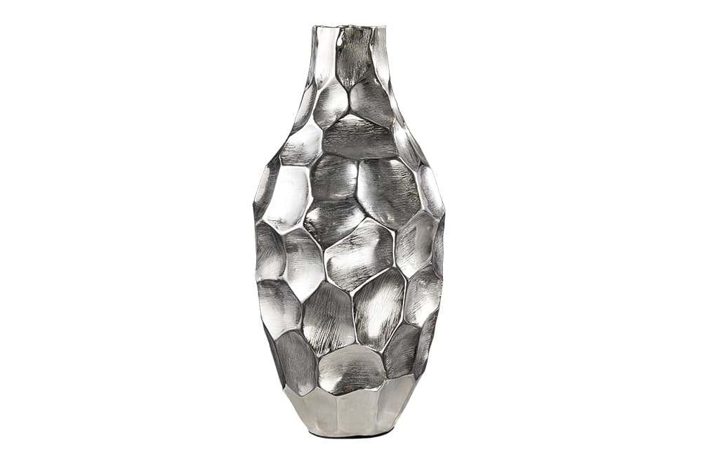 Elegante Vase ORGANIC ORIENT 45cm silber Hammerschlag Design