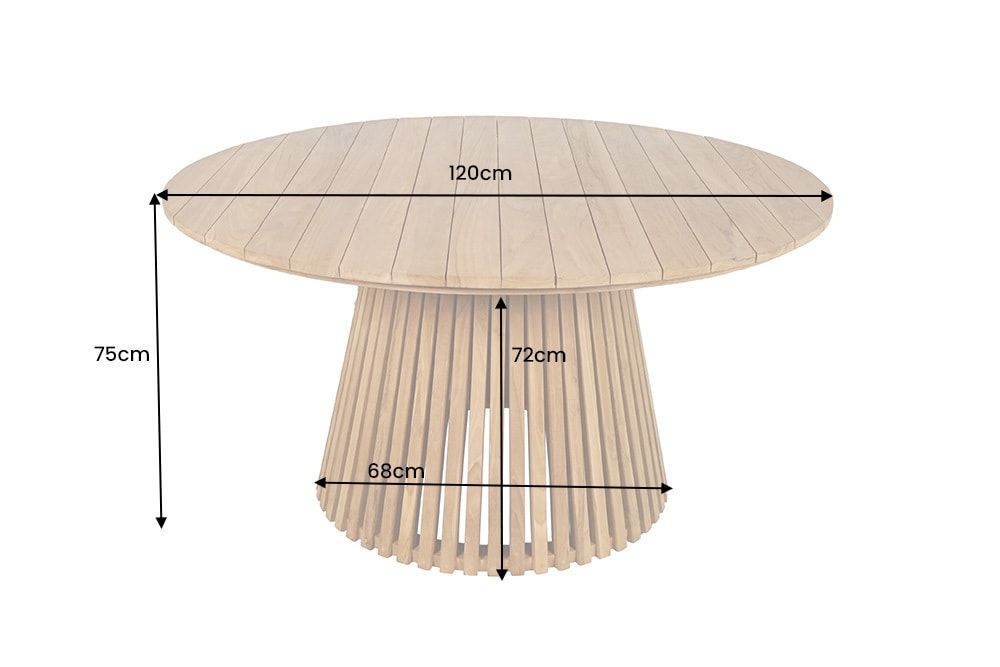 Runder Esstisch EMPIRE TEAK 120cm braun Teakholz Indoor Outdoor wetterfest
