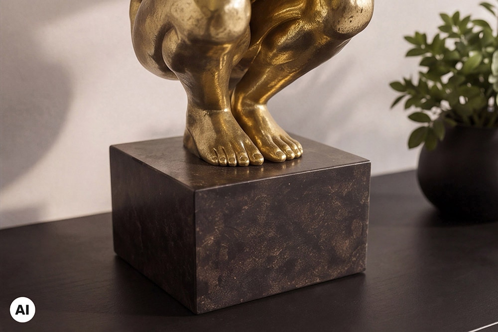 Deko-Figur HIGH DIVER 50cm gold schwarz handmade Athleten-Skulptur