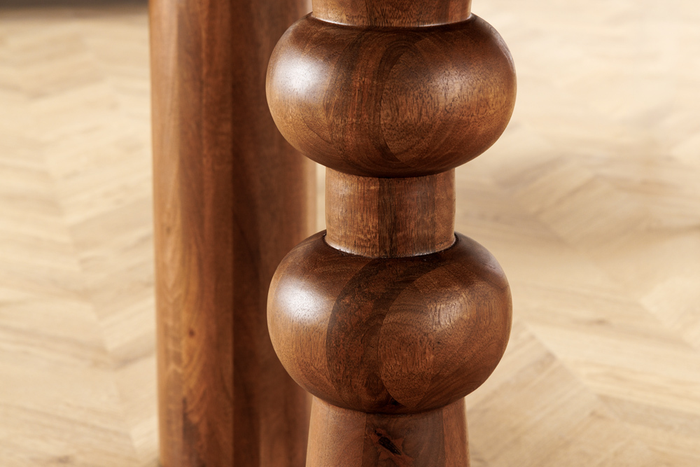 Runder Esstisch ARTE 120cm braun Mangoholz massiv mit markantem Gestell