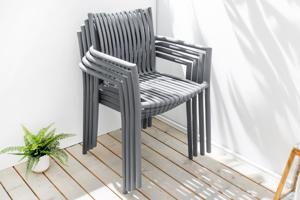 In- und Outdoor Stuhl STUDIO ITALIA anthrazit stapelbar wetterfest Gartenstuhl