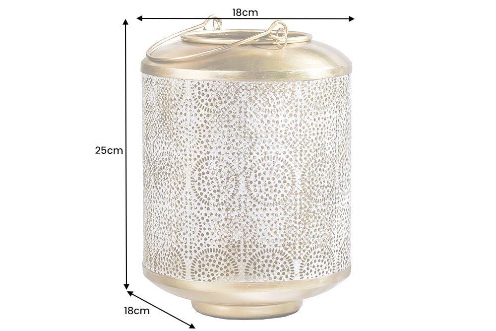 Deko Windlicht ORIENT 25cm gold Metall handmade Laterne mit Patina