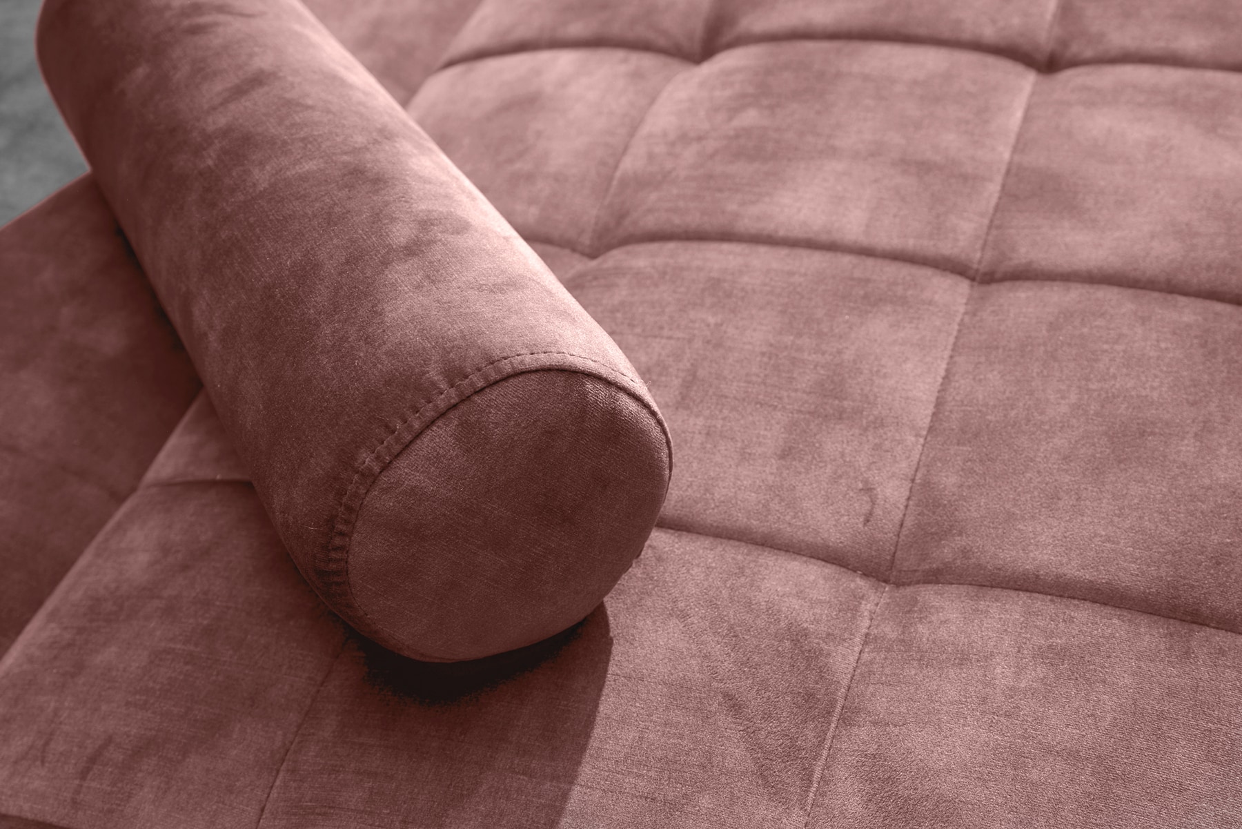 Modernes Schlafsofa COUTURE 200cm altrosa Microvelours 3-Sitzer Couch mit Schlaffunktion
