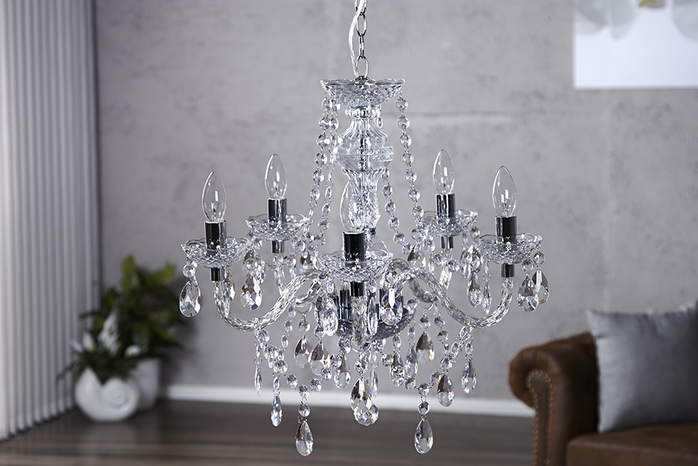 Eleganter Kronleuchter CRYSTAL 55cm klar Acryl 5-armig Lüster