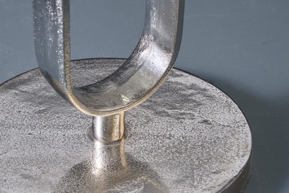 Runder Beistelltisch ELEGANCE 60cm silber Metall Aluminium handmade