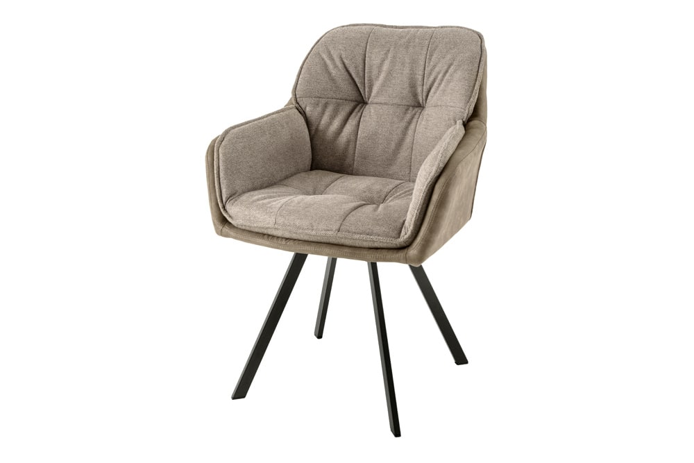 Drehbarer Design Stuhl MR. LOUNGER vintage taupe Microfaser mit Armlehne