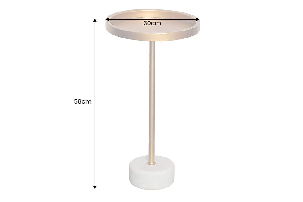 Runder Beistelltisch TRAYFUL 60cm gold Eisen weiß Marmorfuß handmade