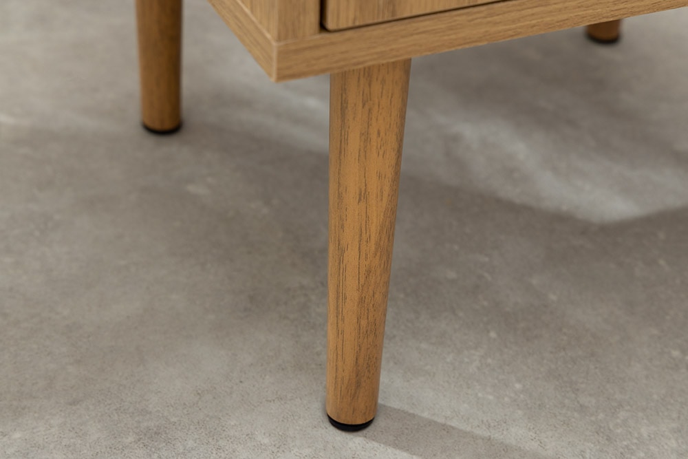 Design Nachttisch VIENNA 60cm natur Rattan Geflecht Beistelltisch mit Stauraum