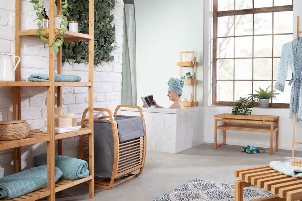Design Regal LAGOON SPA 80cm Bambusholz zwei Fächer Badregal