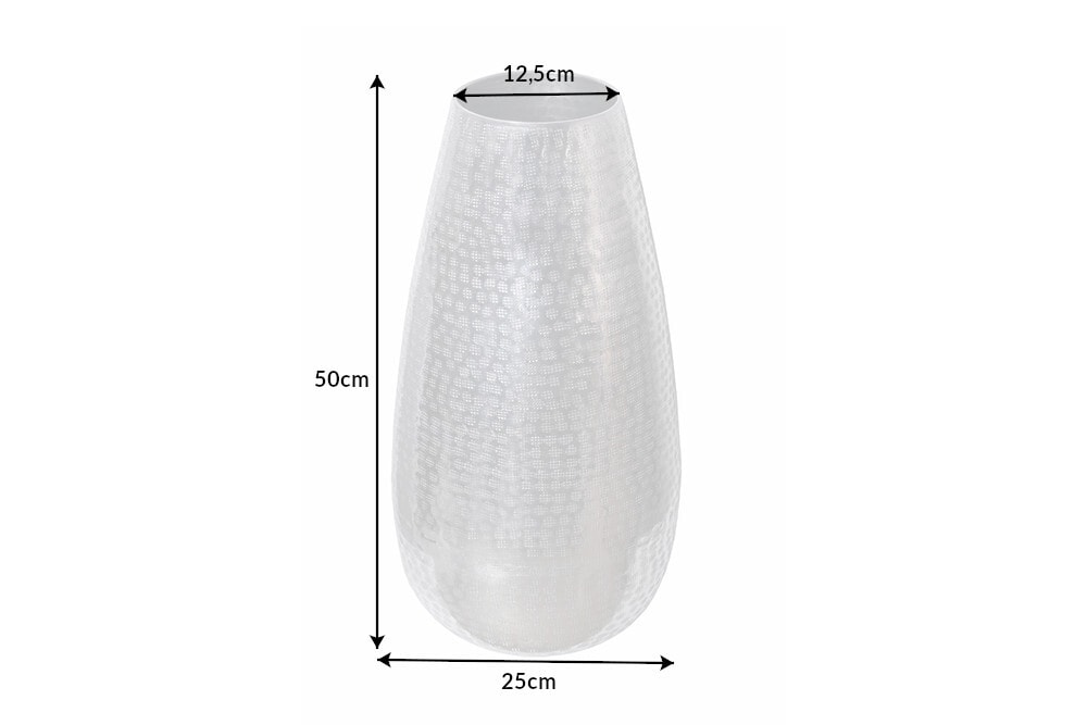 Elegante Vase ORIENT 50cm silber im Grid Hammerschlag Design