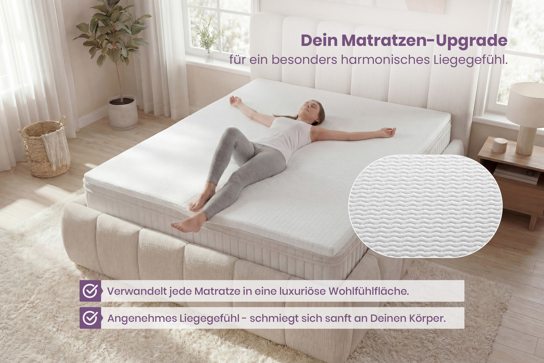 Bequemer Topper CLOUD FLEX 160x200cm weiß