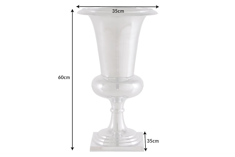 Design Vase GOAL 60cm silber Pflanzen Pokal Aluminium