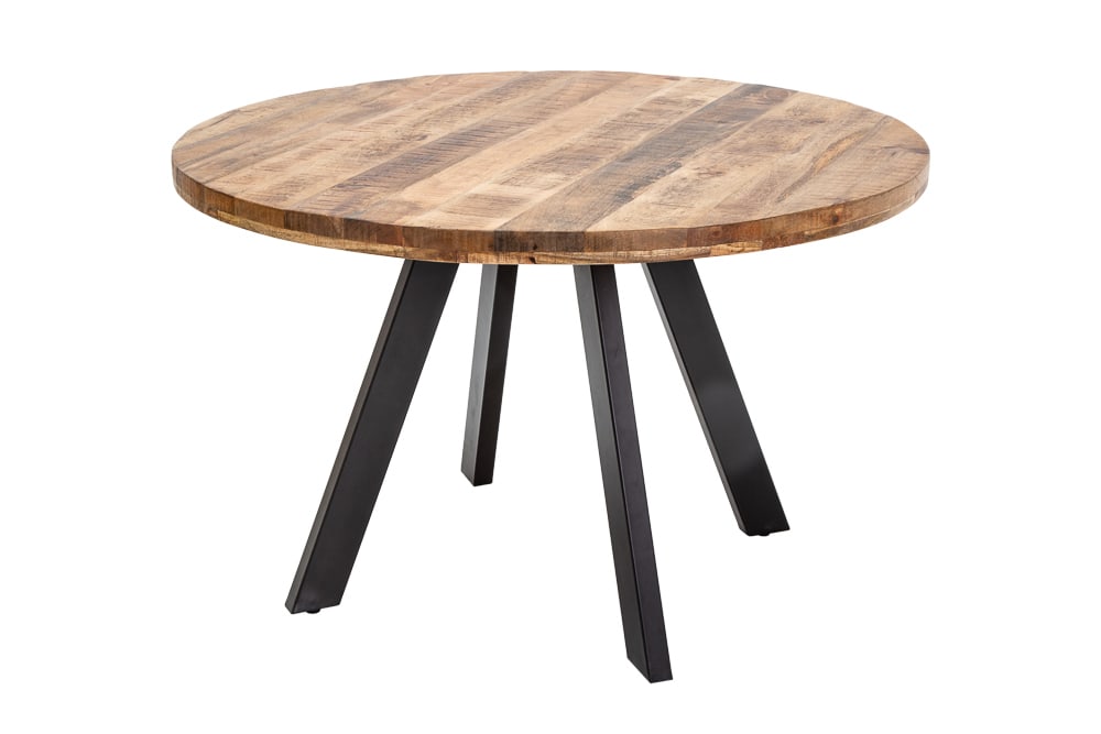 Massiver Esstisch IRON CRAFT 120cm rund natur Mangoholz