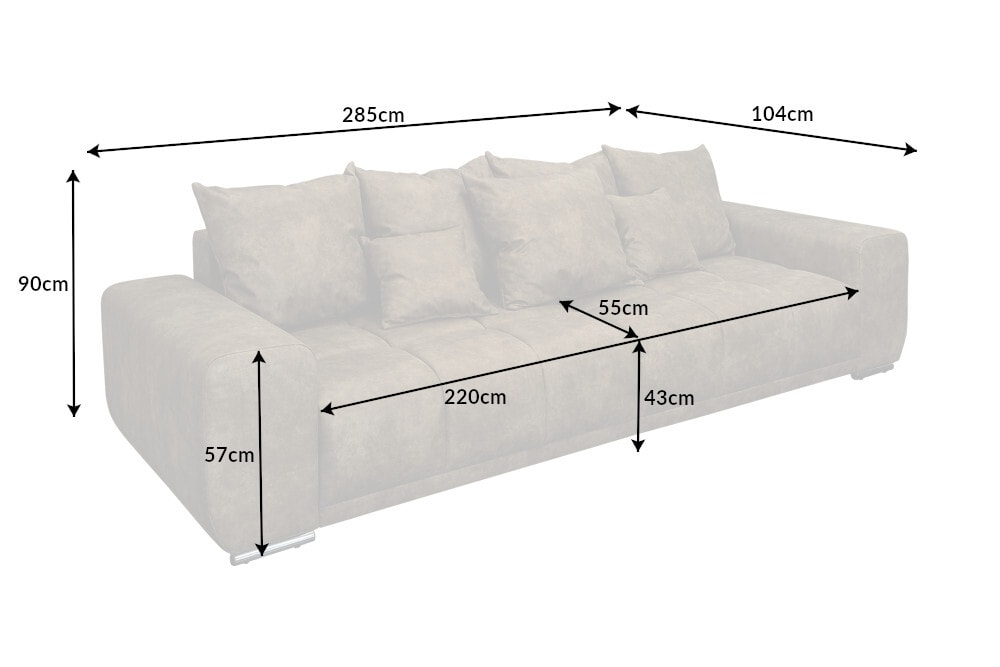 Big Sofa ELEGANCIA 285cm taupe Microfaser XXL Couch inkl. Kissen Federkern