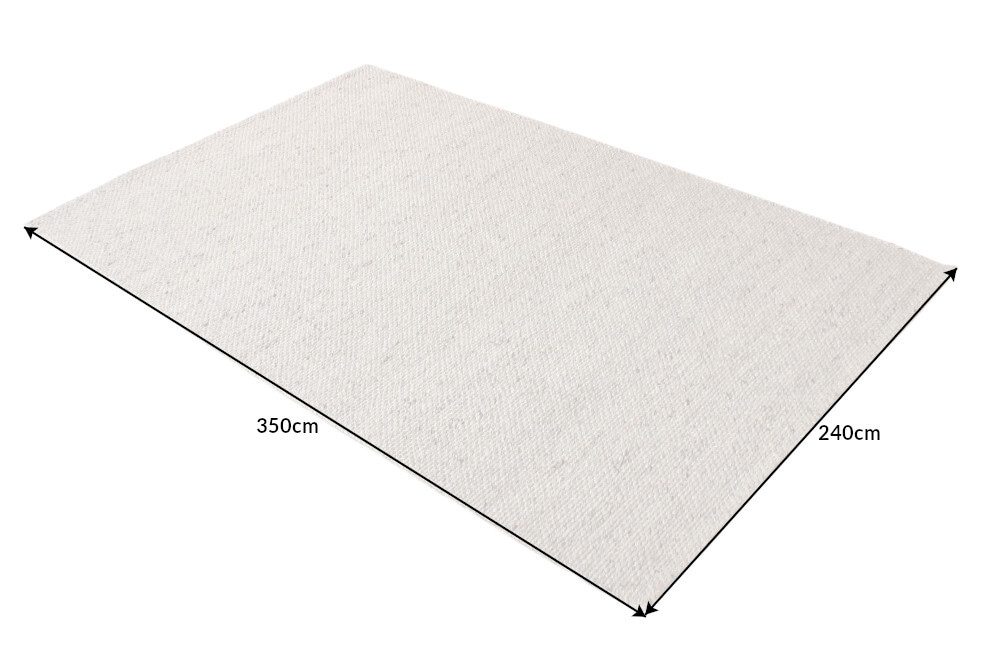 Design Teppich WOOL XXL 350x240cm silbergrau aus Wolle