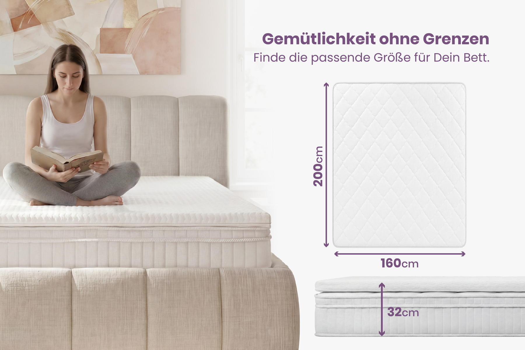 Ergonomische Matratze mit Topper CLOUD FLEX 160x200cm Tonnentaschenfederkern 7-Zonen