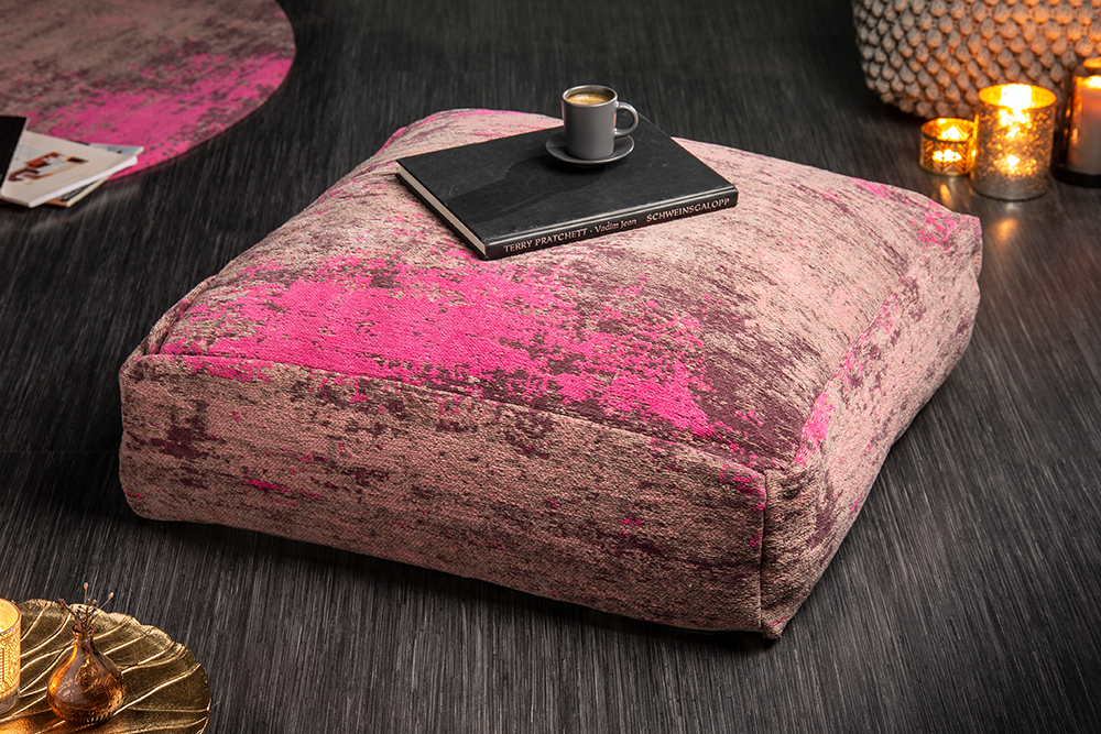 Design Bodenkissen XL MODERN ART 70cm rot pink abstraktes Muster Sitzpouf