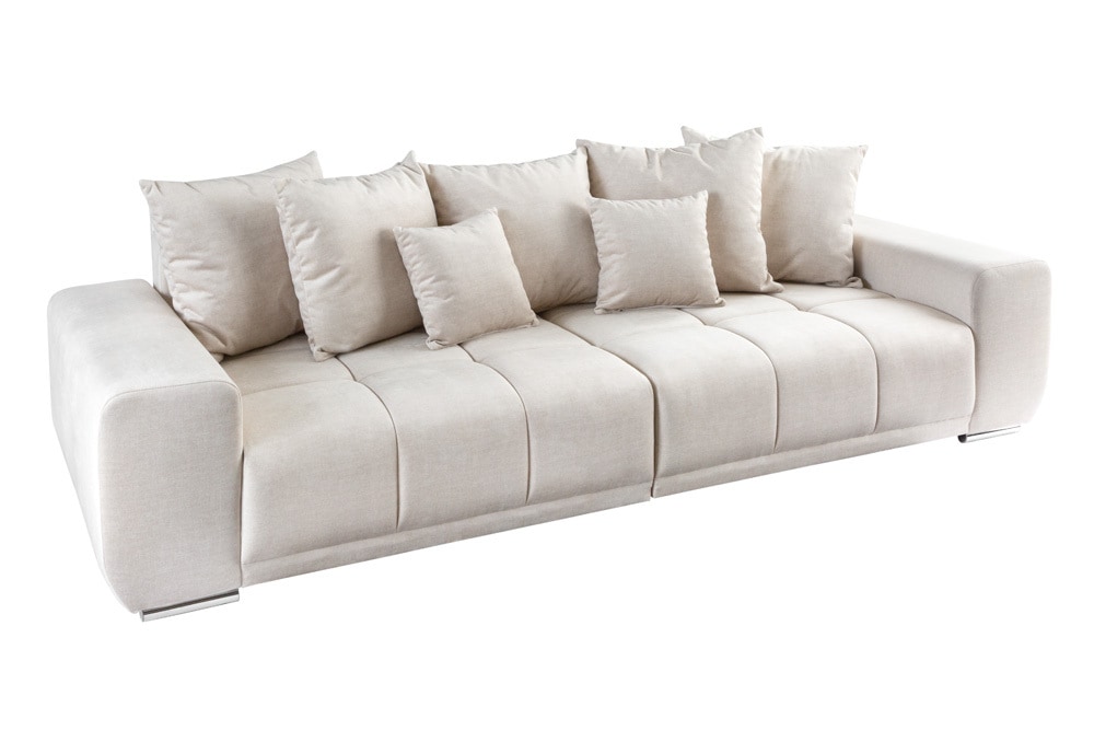 Big Sofa ELEGANCIA 285cm champagner beige Vogue Velours Samt inkl. Kissen Federkern