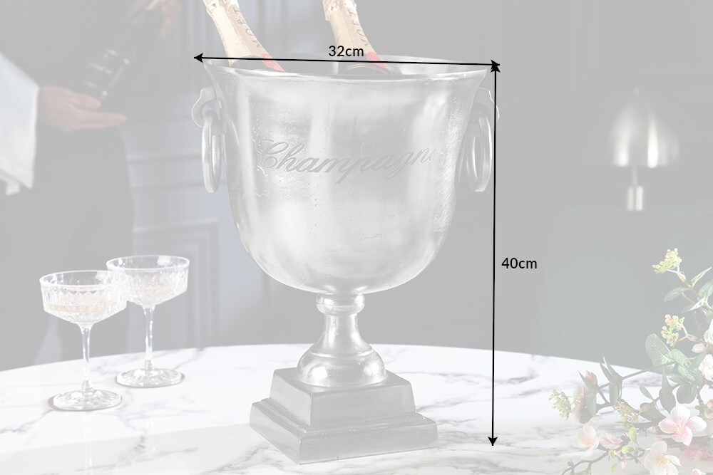 Eleganter Sektkühler CHAMPAGNE 40cm silber Flaschenkühler
