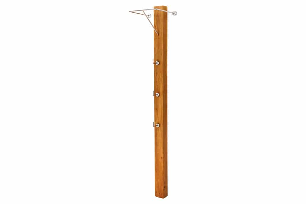 Massive Wandgarderobe JAVA 185cm recyceltes Teakholz mit drei Kleiderhaken