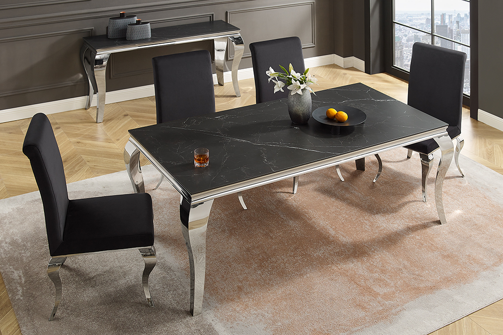Design Esstisch MODERN BAROCK 180cm schwarz anthrazit chrom Keramik Marmor » Jetzt kaufen