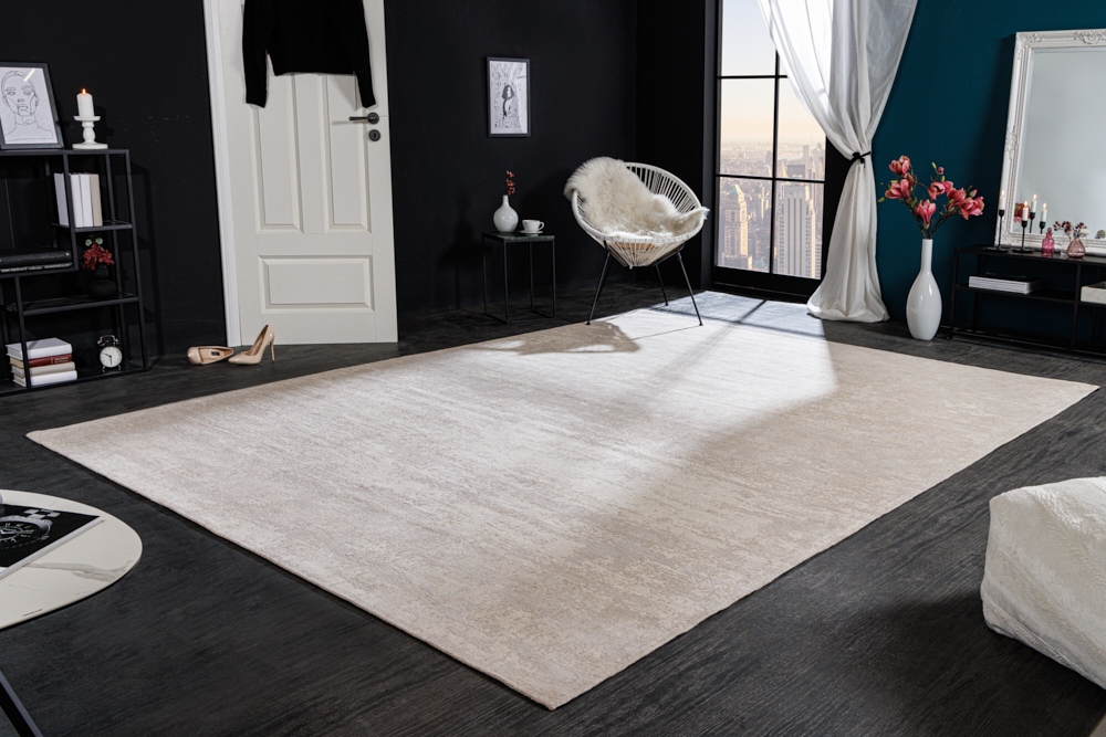 Design Teppich MODERN ART XXL 350x240cm beige Used Look Baumwolle Vintage Flachgewebe