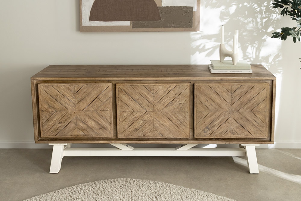 Massives Sideboard HAMPTONS 160cm hellbraun creme Pinienholz