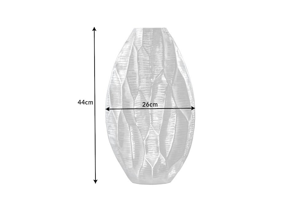 Elegante Vase ORGANIC ORIENT 44cm silber Hammerschlag Design