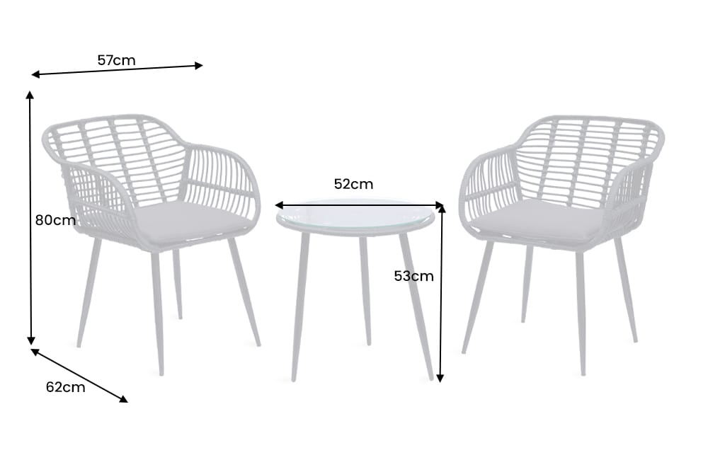 In- und Outdoor Bistro Balkon-Set PARIS schwarz Polyrattan Sitzgruppe inkl. Tisch