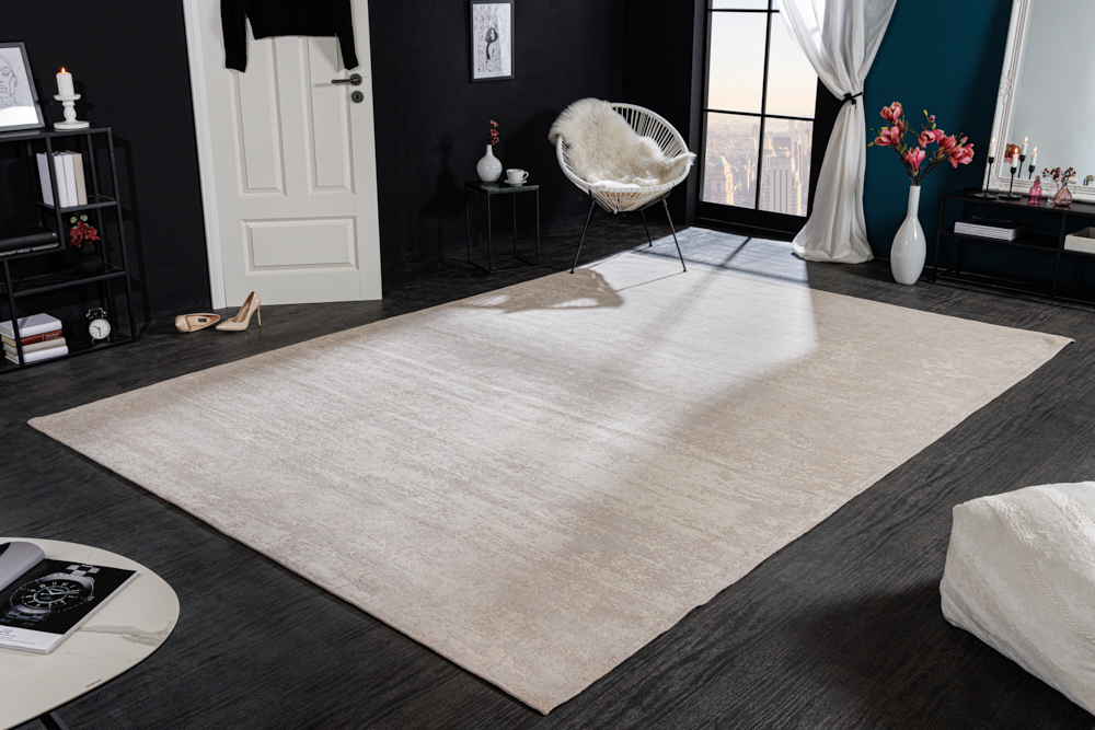 Design Teppich MODERN ART XXL 350x240cm beige Used Look Baumwolle Vintage Flachgewebe Design Teppich MODERN ART XXL 350x240cm beige Used Look Baumwolle Vintage Flachgewebe