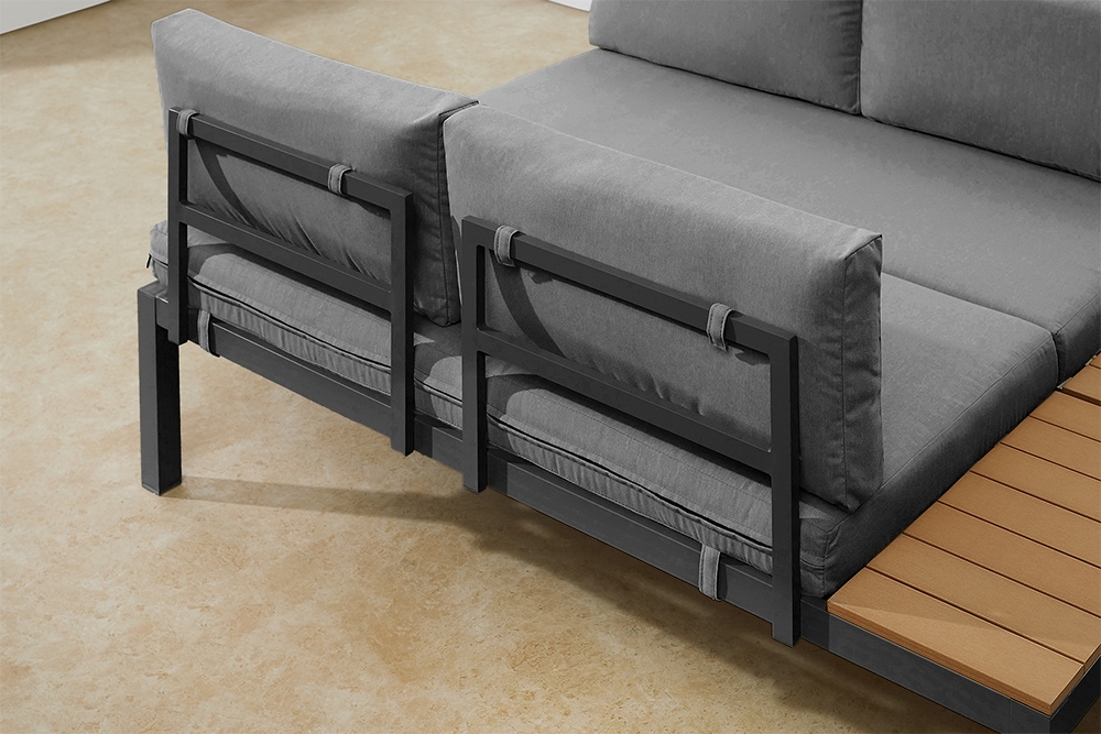 Modulare Garten Sitzgruppe ORLANDO LOUNGE 240cm anthrazit Aluminium wetterfest inkl. Kissen