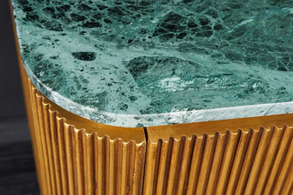 Design TV-Board VENEZIANO 160cm messing grün Marmorplatte Mangoholz Retro