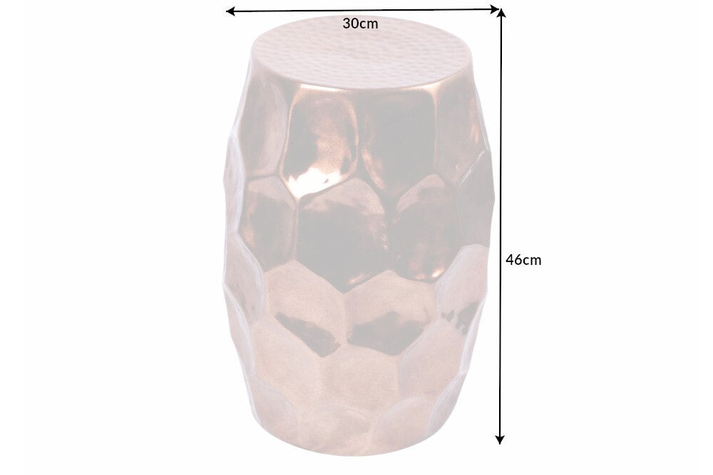 Handgefertigter Beistelltisch ORGANIC ORIENT 50cm kupfer Metall Hammerschlag Design Waben rund