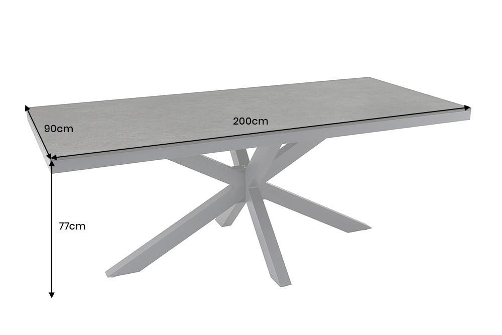 In- und Outdoor Esstisch GALAXIE 200cm anthrazit Keramik Aluminium wetterfest