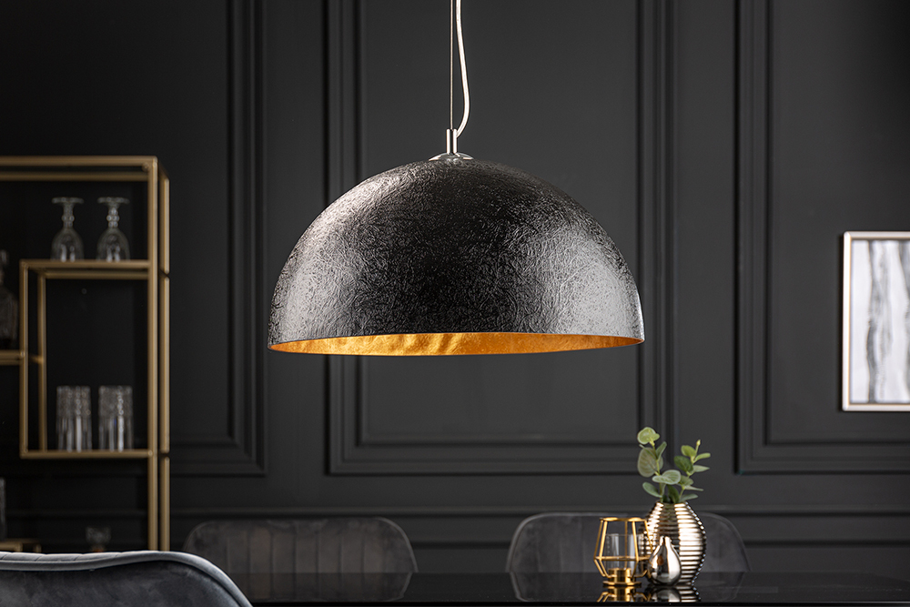 Elegante Design Hängeleuchte GLOW 50cm schwarz gold Hängelampe