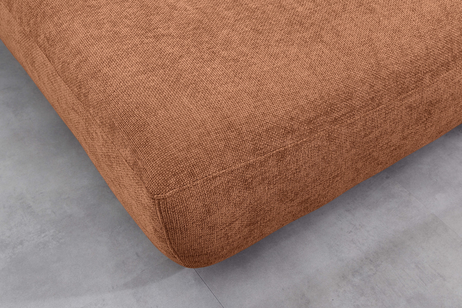 Modernes Schlafsofa ELYPSE 200cm rostbraun Chenillestoff 3-Sitzer Couch inkl. Kissen